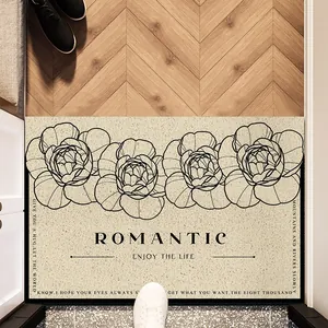 Elegante alfombra de entrada francesa con flores, antideslizante y resistente al polvo