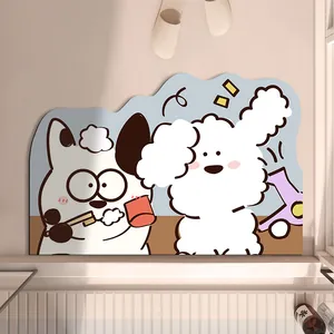 Tappeto da bagno assorbente con simpatici cani e gatti, antiscivolo per doccia e bagno