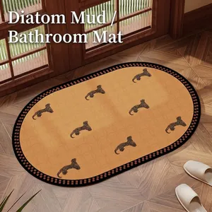 Alfombra de baño absorbente de tierra de diatomeas estilo retro con diseño de gatos