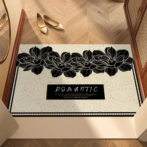 Felpudo floral de estilo francés con textura antideslizante y diseño Romantic elegante