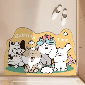 Tappetino da bagno con cani cartone animato e testo 'Bathing Time', antiscivolo