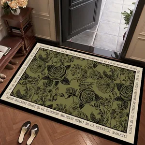 Tappetino d'ingresso rétro in pelle PVC con motivo a rose vintage e retro antiscivolo