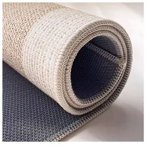 Detailed view of Belgian velvet computer chair mat with non-slip geometric TPR backing texture