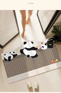 Detailed macro view of a cute panda pattern absorbent diatomaceous earth bath mat