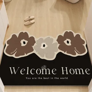 Modern Minimalist PVC Silk Loop Entrance Mat Floral Printed Anti Slip Dirt Resistant Door Mat For Home Entryway Welcome Home Decorative Floor Rug
