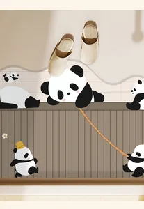Close-up of cute panda cartoon absorbent bathroom mat with non-slip texture detail.
