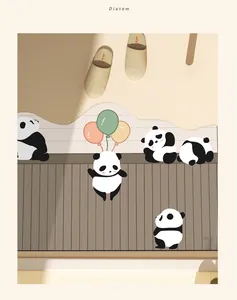 Detailed view of non-slip cartoon panda diatomaceous earth bath mat texture for bathroom