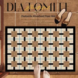 Tapis de bain en diatomite super absorbant avec motif géométrique rétro antidérapant