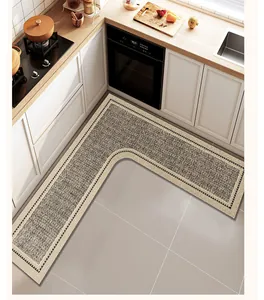 L-shaped kitchen mat placed in corner showing anti-slip texture and modern design