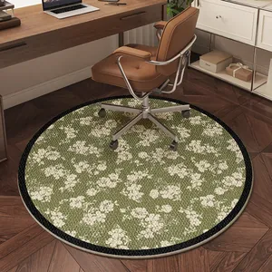 Round Office Chair Mat For Hardwood Floor Belgian Velvet Mid-century Modern Silent Swivel Chair Floor Protector Rug