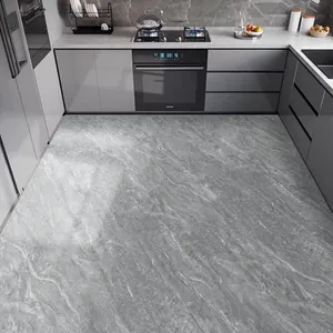 Grande tappeto da cucina in PVC effetto marmo grigio, impermeabile e antiscivolo