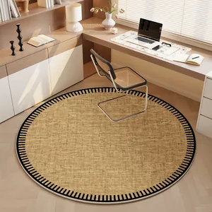 Round mid-century style chair mat for home office, TPR velvet rug protection