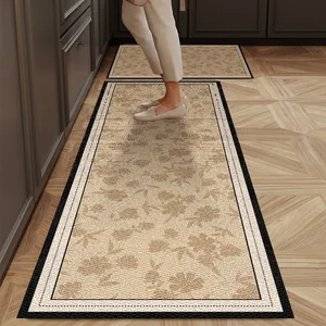 Elegante set keukentapijten van Belgisch fluweel met bloemenpatroon en antislip achterkant