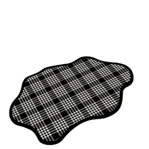 Antislip absorberende badmat met onregelmatige vorm en zwart-wit geblokt patroon ontwerp