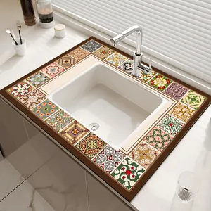 Bohemian style absorbent leather anti-slip mat for kitchen sink edge protection