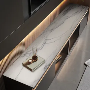Tapis de table en cuir imperméable motif marbre moderne pour surface de meuble TV