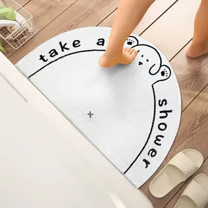 Halfronde absorberende badmat met schattig hondenontwerp en zachte lamswol textuur