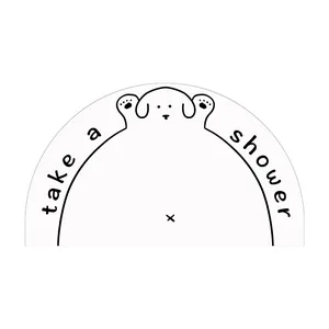 Schattige halfronde absorberende badmat met hondenontwerp en take a shower tekst