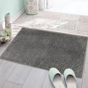 Thickened Long Pile Cake Velvet Floor Mat Absorbent Non-Slip Bathroom Door Rug Modern Minimalist Solid Color Entryway Carpet