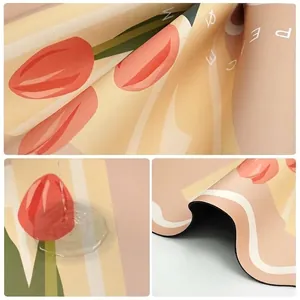 Tapis de bain en terre de diatomée douce motif tulipe, antidérapant et absorbant