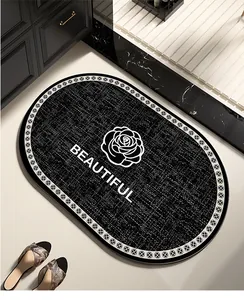 Tapis de bain antidérapant avec motif rose et texture tissée élégante
