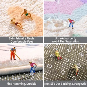 Absorbent faux cashmere bathroom mat with non-slip backing and soft texture