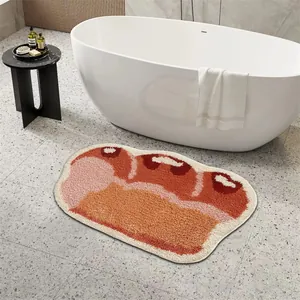 Tappetino da bagno assorbente a forma di cornetto con floccaggio antiscivolo in bagno moderno