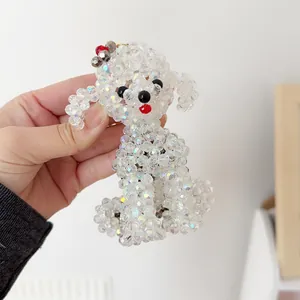 Handgefertigter schillernder Pudel-Schlüsselanhänger, süßer Tier-Taschenanhänger Geschenk