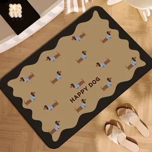 Maillard Hund Badezimmermatte Rutschfest Saugfähig Kieselgur Teppich Niedlicher Dackel Bedruckt Rechteckig Oval Fußmatte Für Zuhause
