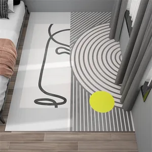 Nordic Minimalistisch Geometrisch Slaapkamer Nachtkastje Tapijt Kristal Fluweel Antislip Rechthoekig Zacht Abstract Geprint Tapijt