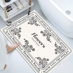 Modern Simple Natural Rubber Absorbent Bath Mat Floral Printed Non-Slip Quick Dry Bathroom Floor Mat Entrance Door Mat