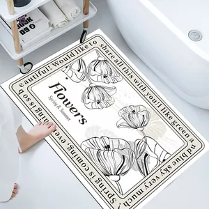 Modern floral diatom mud bath mat with absorbent and non-slip surface for bathroom use