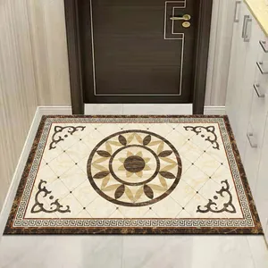 Elegant New Chinese style entryway doormat with Greek key border and intricate patterns
