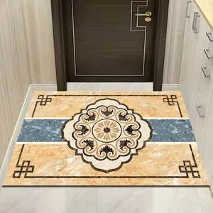 Elegant New Chinese style non-slip entryway floor mat featuring a marble pattern design