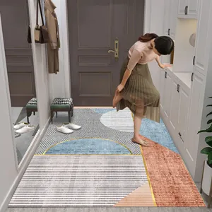Paillasson d'Entrée Géométrique Moderne Simple Luxe Découpable en Polyester Antidérapant pour Foyer Intérieur Couloir Salon