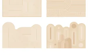 Détail de quatre motifs géométriques modernes pour tapis d'entrée PVC style crème
