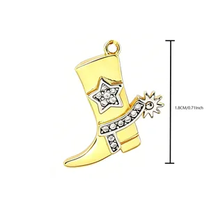 Maatoverzicht van cowboylaars hanger met sterdetail en goudkleurige afwerking, 1,8 cm