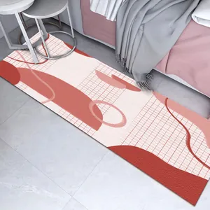 Tappetino per davanzale in terra di diatomee con motivi geometrici rossi moderno.