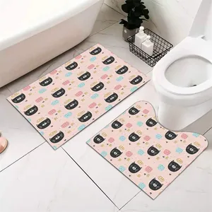 Set tappetini da bagno gatto cartone animato carino con tappeto per WC a forma di U e rettangolo