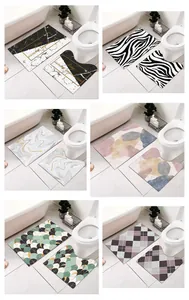 Luxury Nordic 2-piece bathroom mat set featuring U-shaped and rectangular non-slip rugs