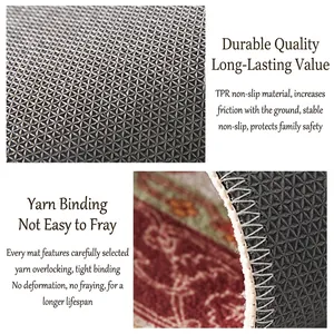 Detailed view of Belgian velvet entry mat with TPR non-slip backing and yarn edging