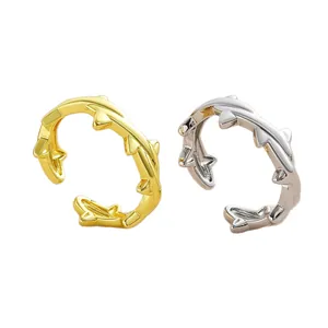 Unique gold and silver thorn vine open rings for men and women, adjustable design
