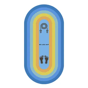 Detailed overhead view of a colorful elliptical shock-absorbing jump rope fitness mat