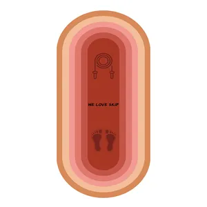 Detailed view of the oval jump rope mat featuring red and pink gradient rings and icons.