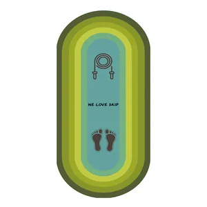 Detailed view of the shock-absorbing skipping rope mat with green gradient design