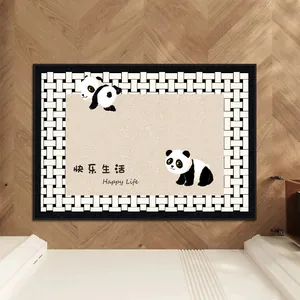 High-quality anti-slip Belgium velvet entryway doormat with a cute panda design