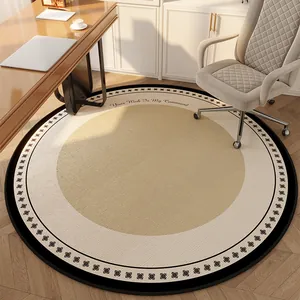 Retro Round Area Rug Polyester Floral Printed Floor Mat Non-Slip Carpet For Living Room Bedroom Study Home Decor Accent Rug