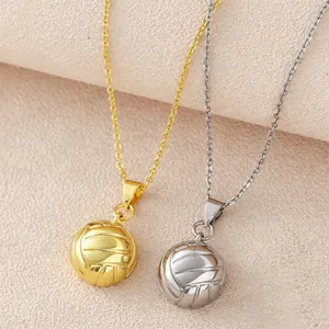 Colliers avec pendentif volleyball 3D de haute qualité en or et argent pour le sport
