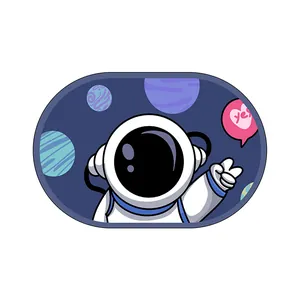 Soft absorbent diatom mud bathroom mat featuring a cute cartoon astronaut and space design