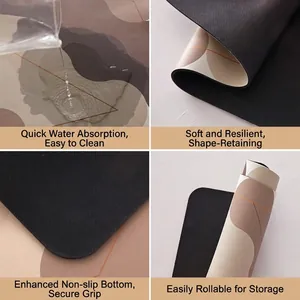 Tappetino bagno assorbente in fango di diatomee con fondo antiscivolo e design facile da riporre